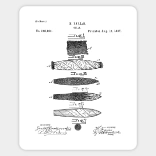 Cigar Making Patent - Cigar Smoker Smoke Tobacco Shop Art - White Sticker